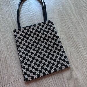 Stylish Black and White Checkered Women's Bag